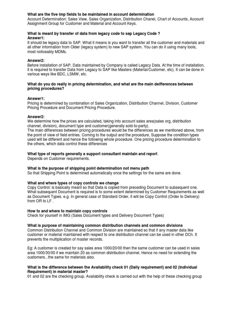 SAP SD Interview Questions Invoice Business