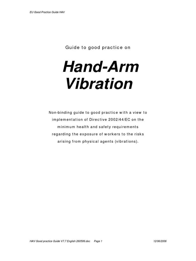 HandArm Vibration Guide PDF Risk Occupational Safety And Health