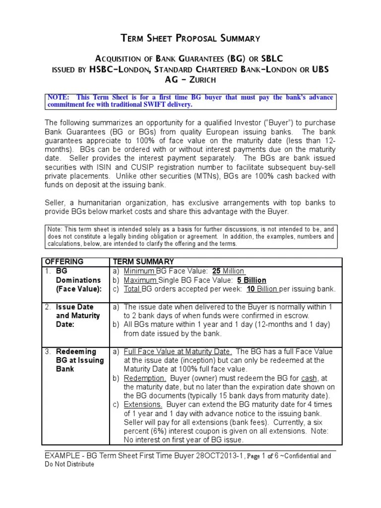Swf Example Bg Term Sheet First Time Buyer 28oct20131 Securities
