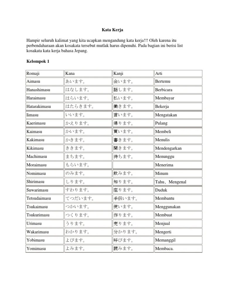 Kata Kerja Dalam Bahasa Jepang - Blog Spots