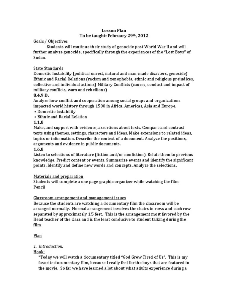 god grew tired of us lesson plan Lesson Plan Unrest