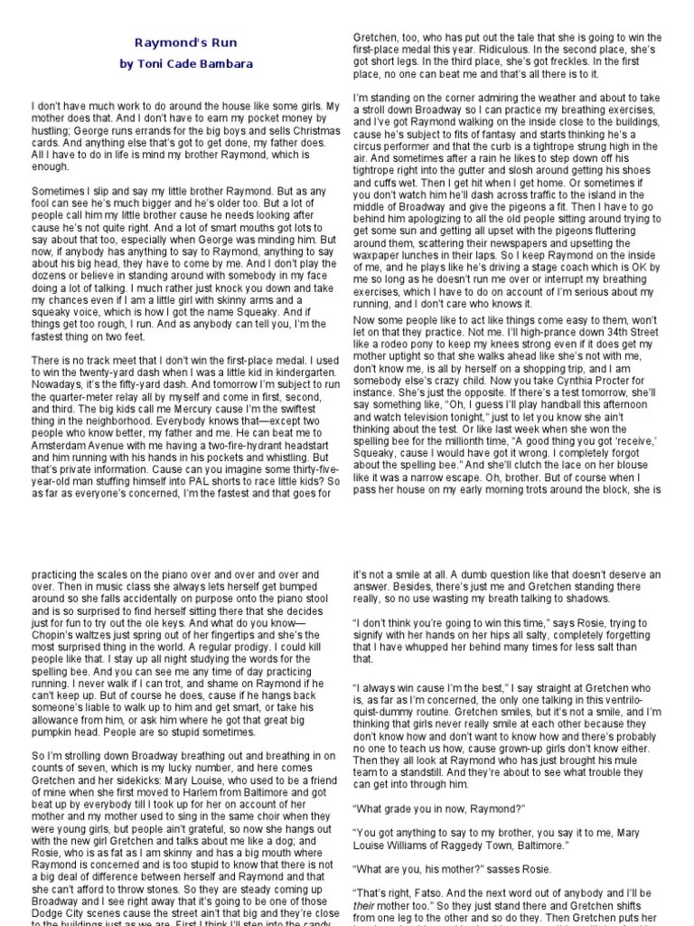 Raymond's Run Text Leisure