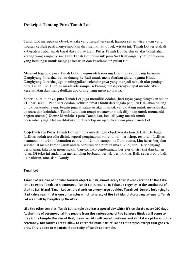 Deskripsi Tentang Pura Tanah Lot | PDF