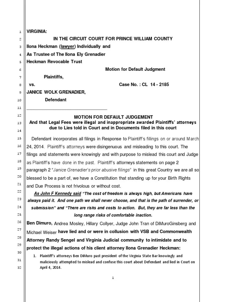 PWC IEG V 2 Final Motion For Default Judgement April 8. 2014 PDF