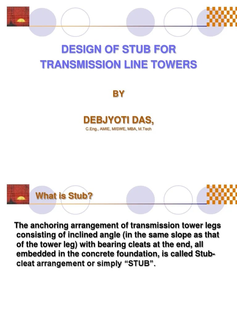 Design of Stub for Transmission Line Towers Screw Reinforced Concrete