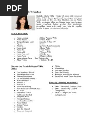 Biodata Nikita Willy Terlengkap | PDF