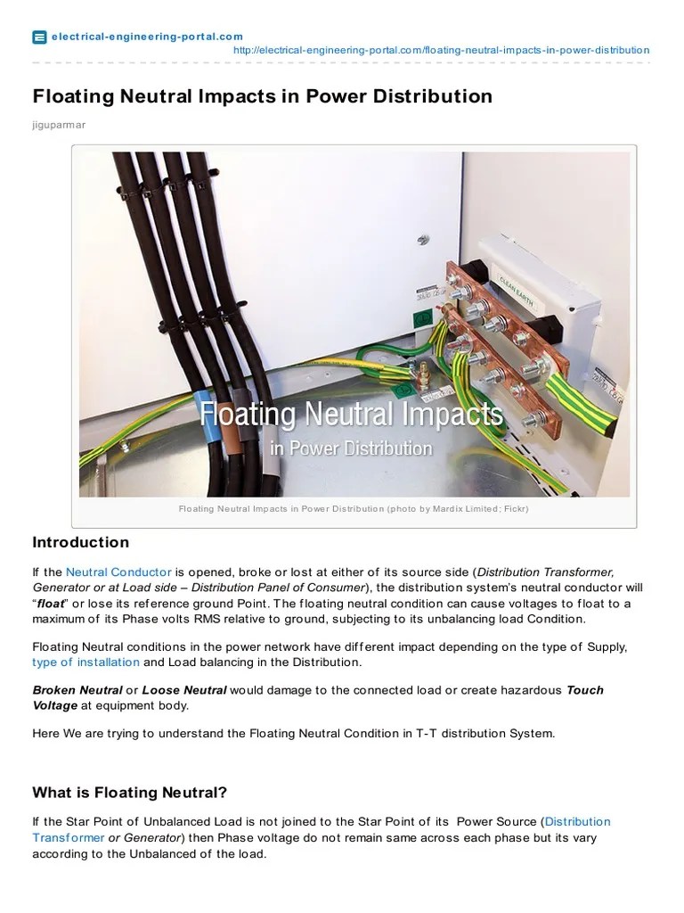 Floating Neutral Impacts in Power Distribution PDF Mains
