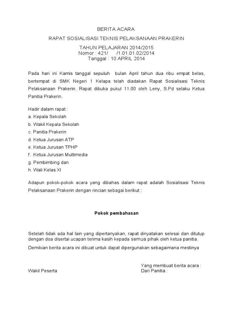 Berita Acara Rapat Prakerin | PDF