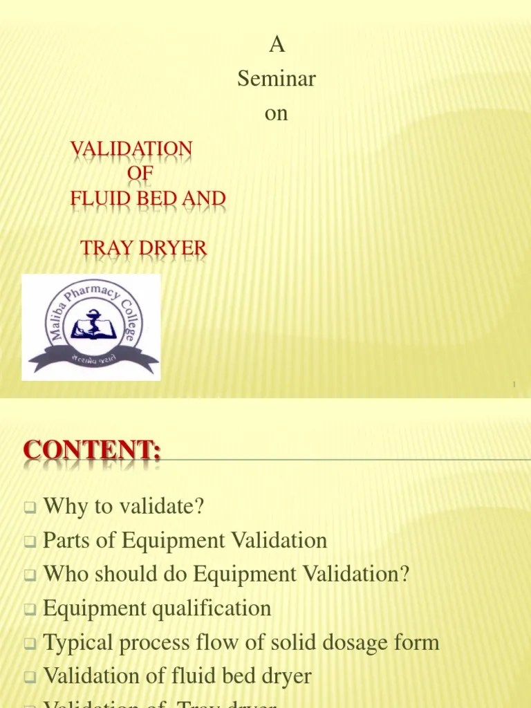 FBD Tray Dryer Validation Maliba PDF Verification And Validation