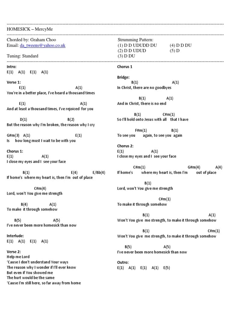 Homesick Lyrics and Chords