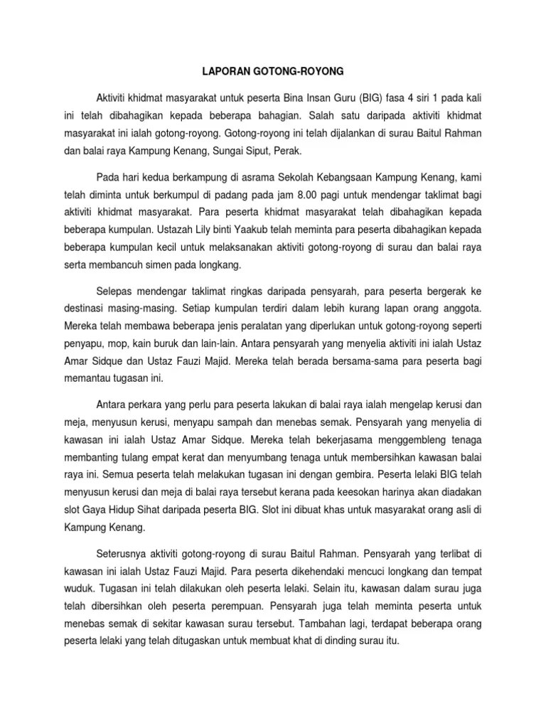Laporan Aktiviti Gotong Royong
