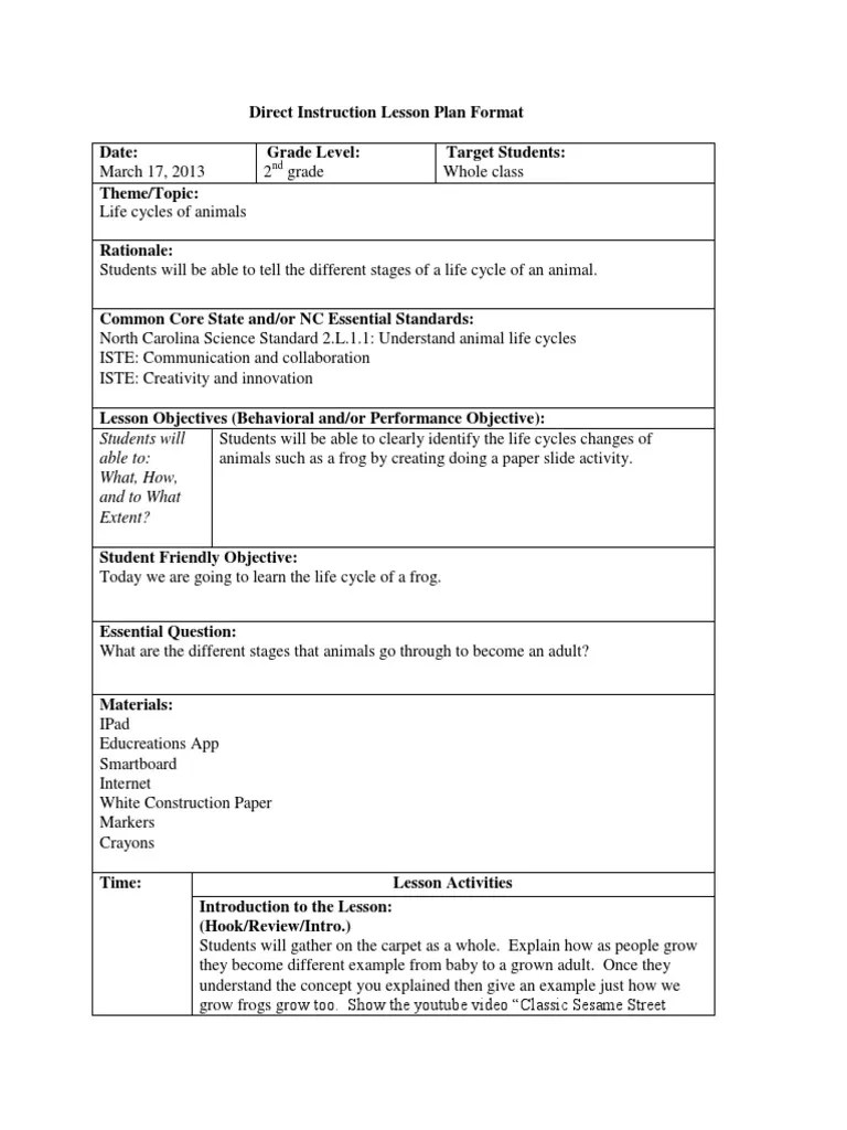Second Grade Science Lesson Lesson Plan Learning Styles