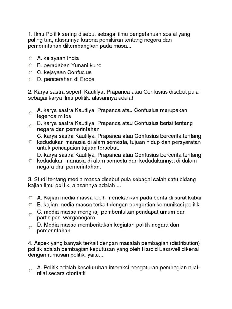Soal Latihan Pengantar Ilmu Politik | PDF