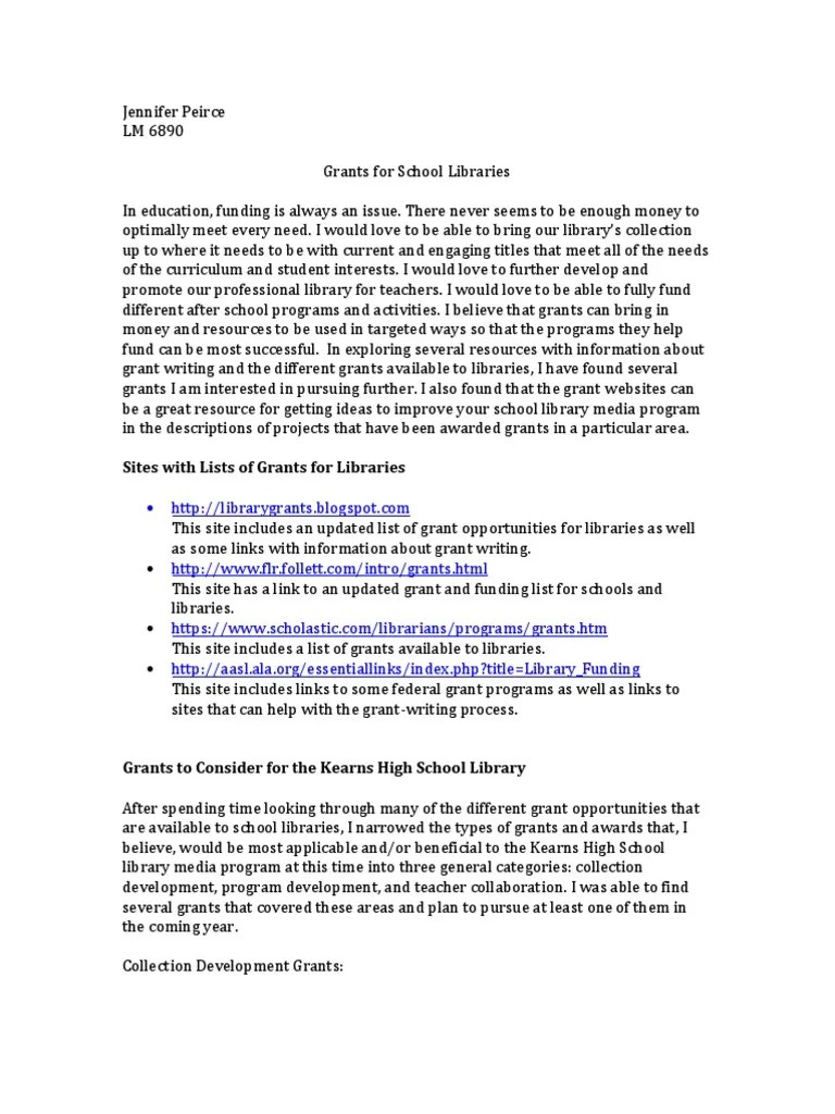 Grants for School Libraries School Library Grant Writing