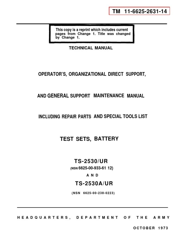 TM 11-6625-2631-14 - Battery - Test - Set - TS-2530 - 1973 PDF | PDF