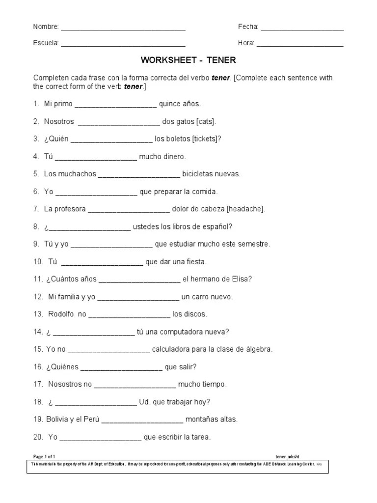 ser to be worksheet answers