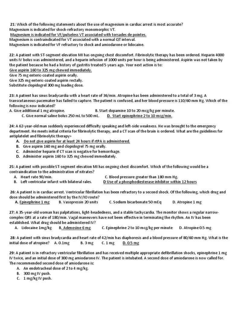 PALS Practice Exam Questions and Answers