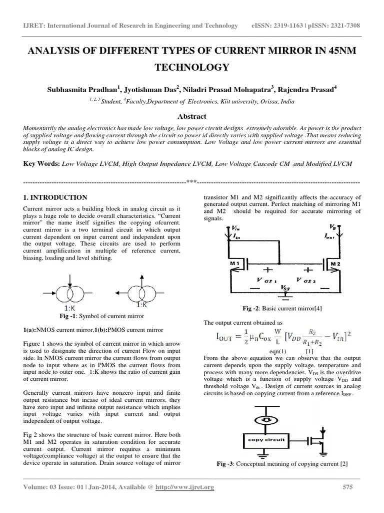 Analysis of Different Types of Current Mirror in 45nm PDF