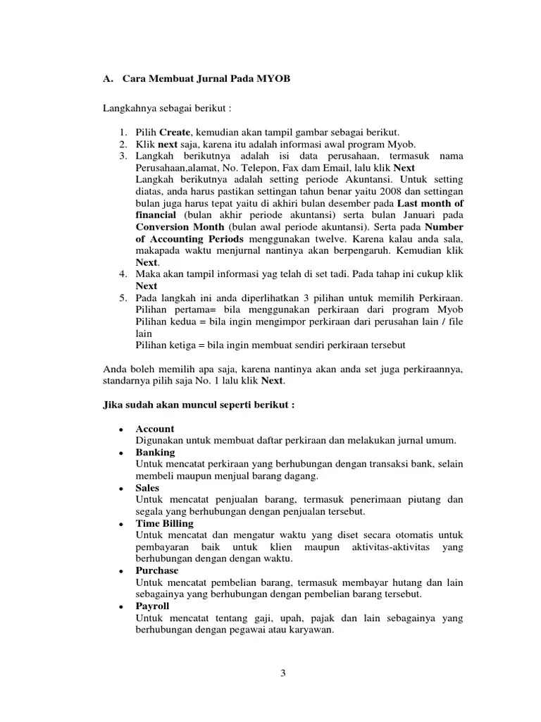 Cara Membuat Jurnal Pada MYOB | PDF
