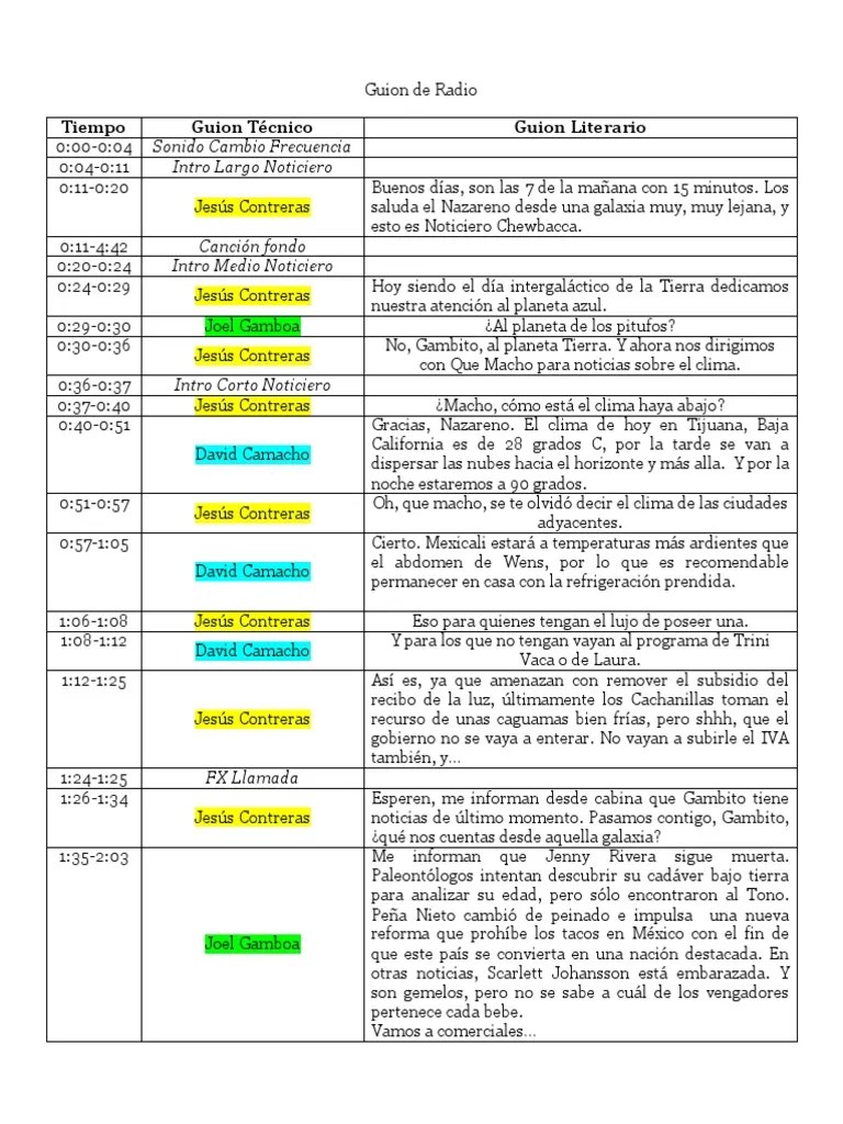 Guion de Radio Entretenimiento (general) Naturaleza