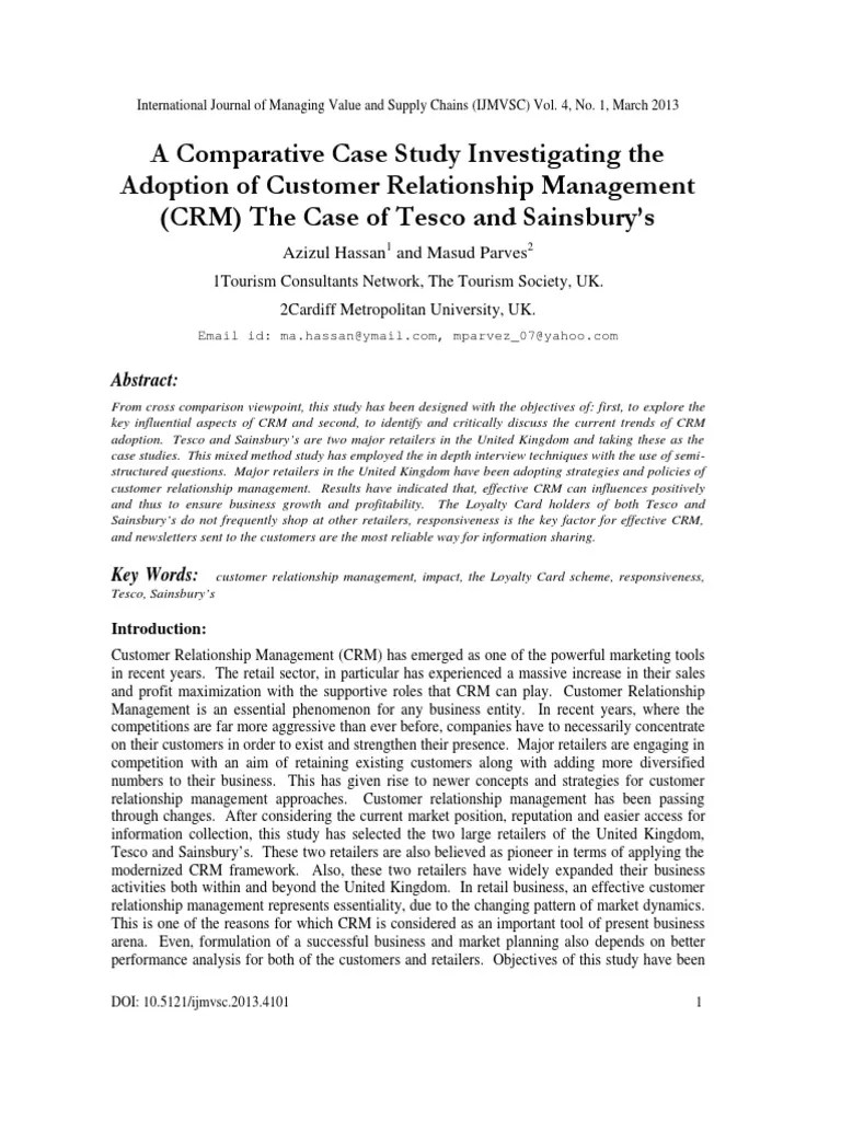 A Comparative Case Study Investigating the Adoption of Customer
