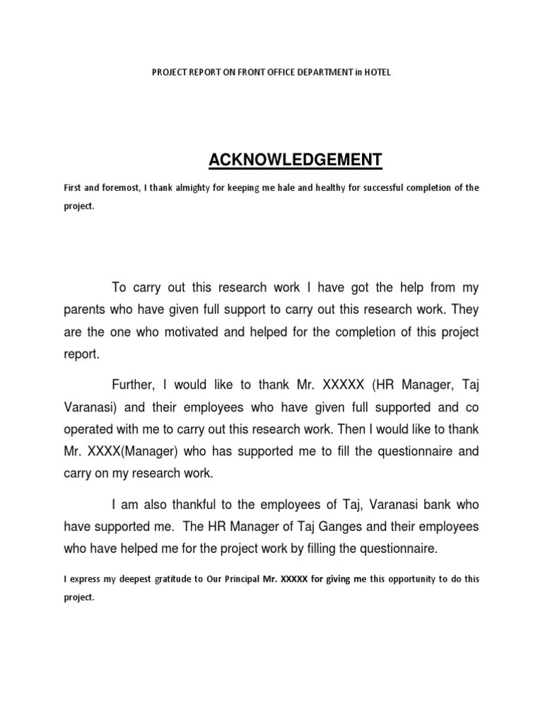 Project Report on Front Office Department in Hotel Final Debits And