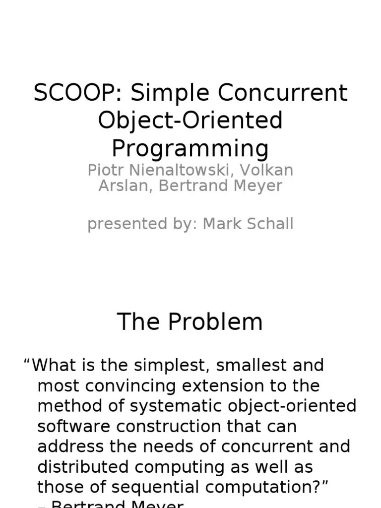 SCOOP Simple Concurrent ObjectOriented Programming PDF Object