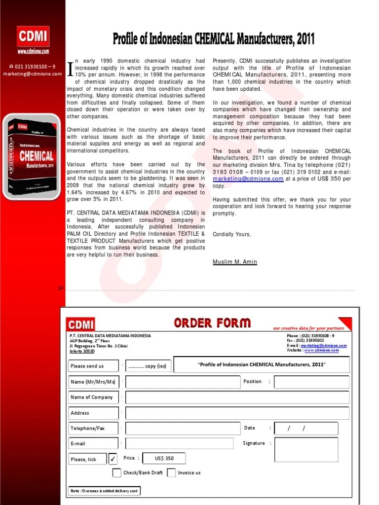 Profile of Indonesian CHEMICAL Manufacturers, 2011