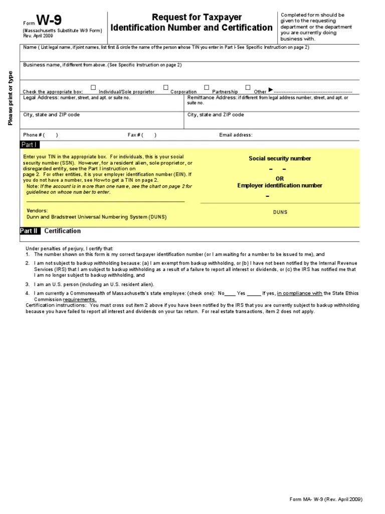 Newmass w9 PDF Withholding Tax Trust Law