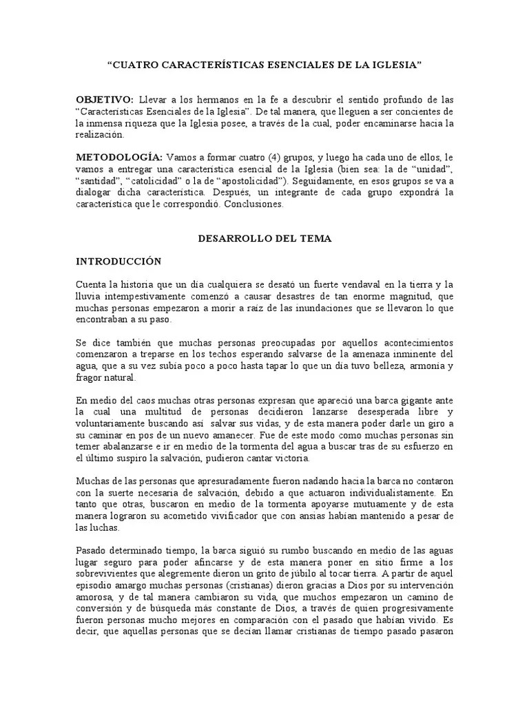 Cuatro Características Esenciales de La Iglesia Iglesia católica