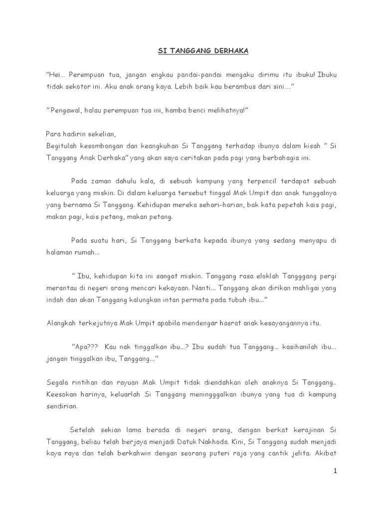 5.2 cerita yang dipilih perlulah bersesuaian dengan tahap umur murid. Teks Bercerita Bahasa Melayu Tahap 2