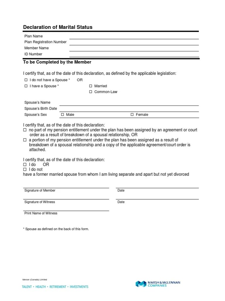 Declaration of Marital Status on E Feminism And The Family Annulment