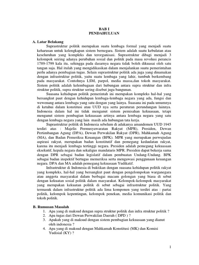 Makalah PKN Struktur Politik Dan Infra Struktur Politik | PDF