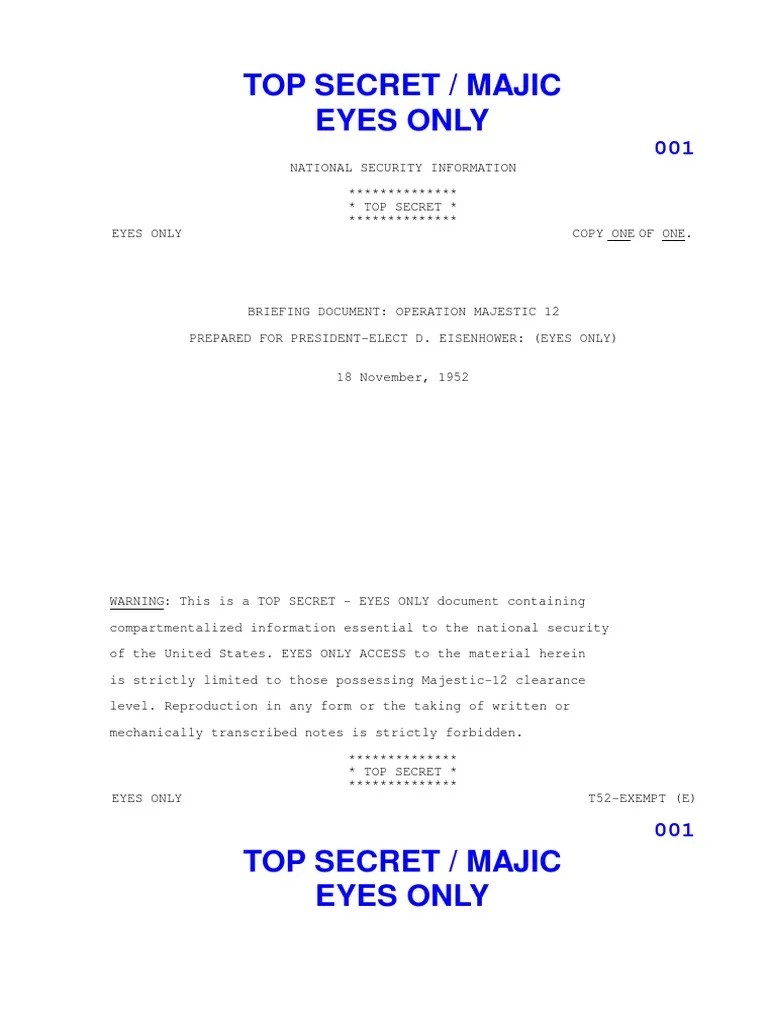 Operation Majestic 12 Security Clearance National Security