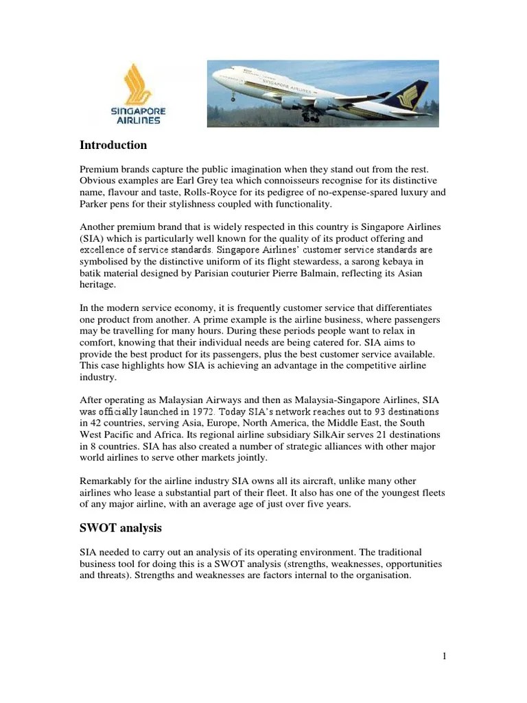 Singapore Airlines Case Study