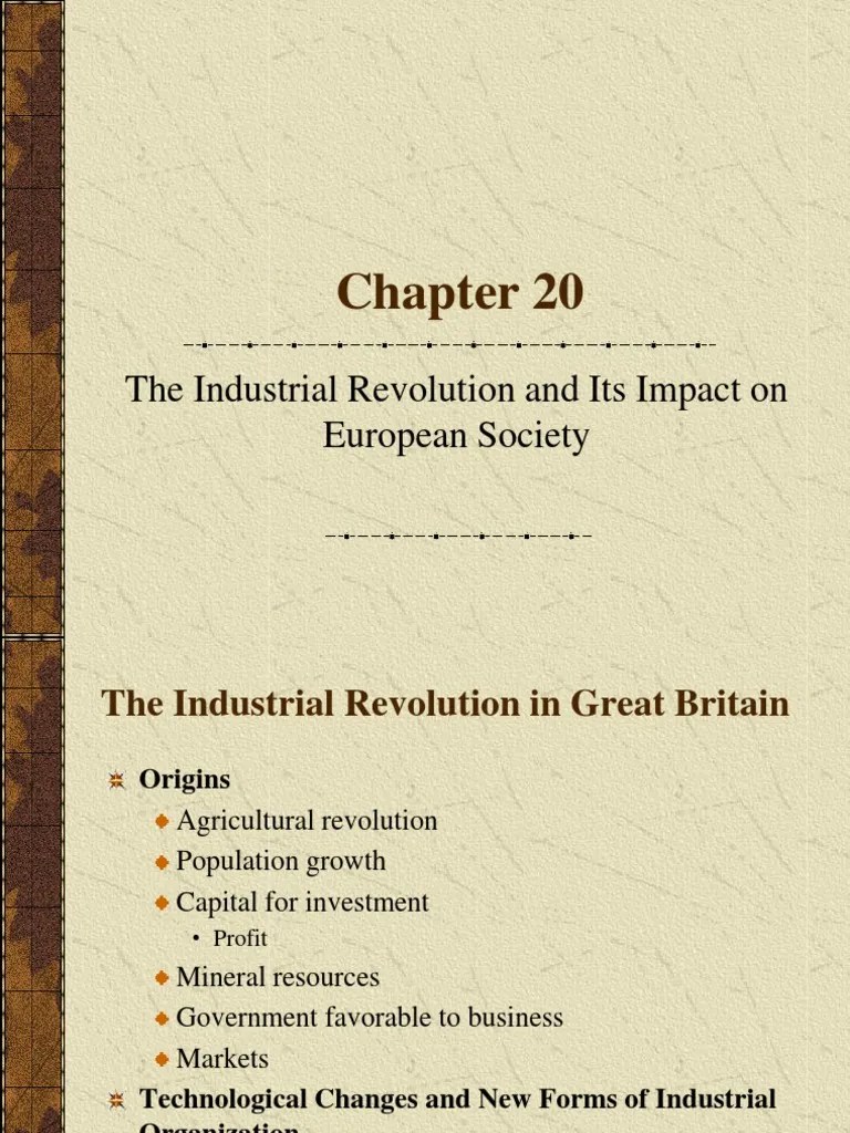 ap euro chapter 20 ppt outline Industrial Revolution Industrialisation