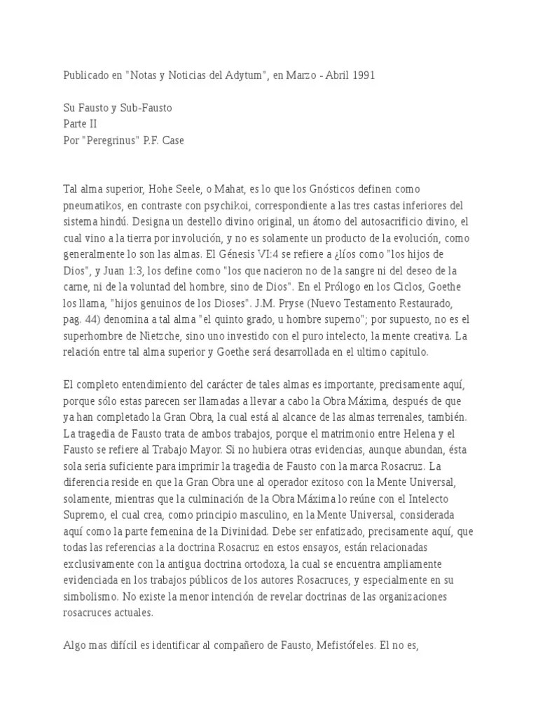 Fausto Por Paul Foster Case PDF Religión y creencia Science