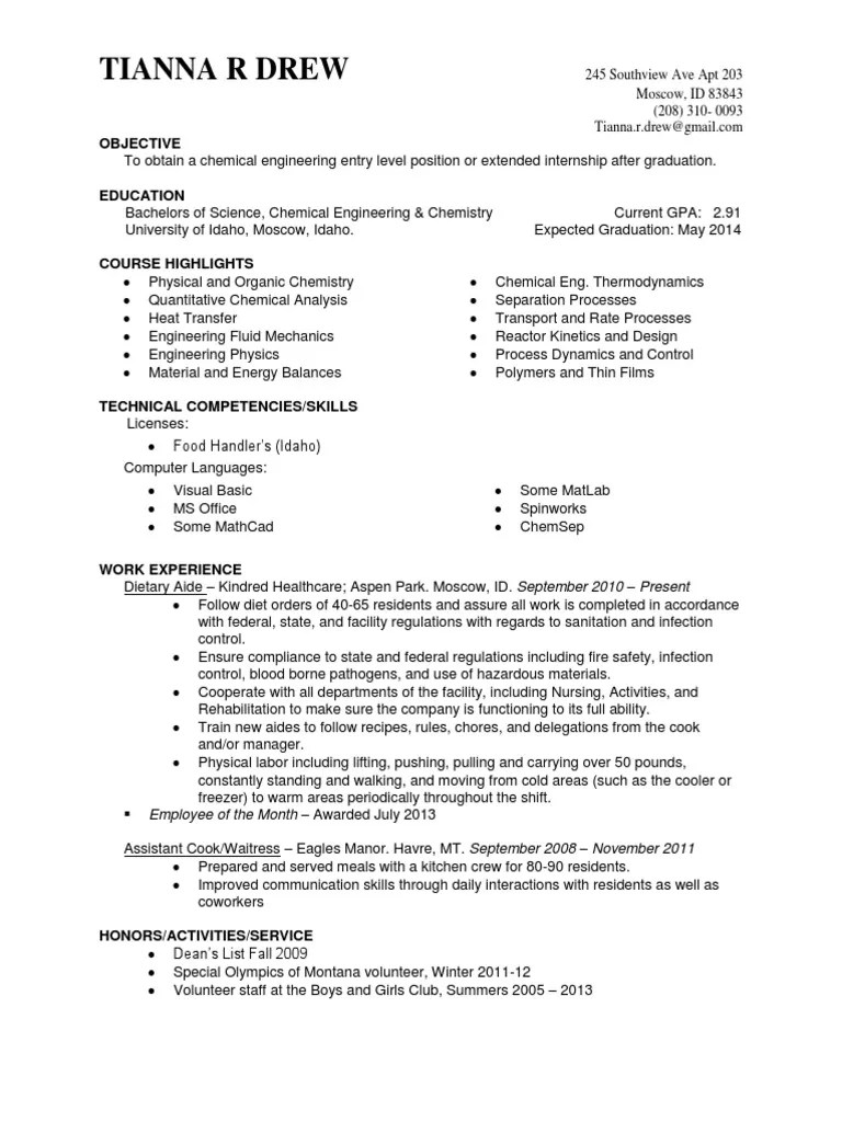 Entry-Level Engineer Resume