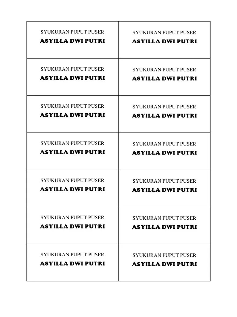 Label SYUKURAN PUPUT PUSER | PDF