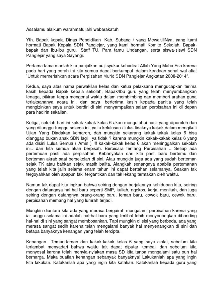 Pidato Perpisahan Sekolah SD | PDF