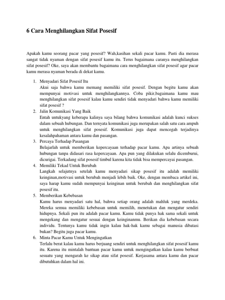 6 Cara Menghilangkan Sifat Posesif | PDF