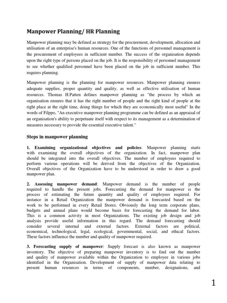Manpower Planning PDF Human Resource Management Human Resources