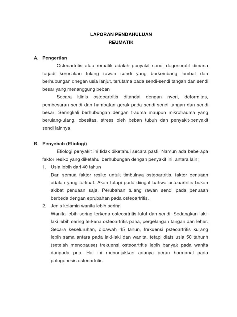 LAPORAN PENDAHULUAN rematik