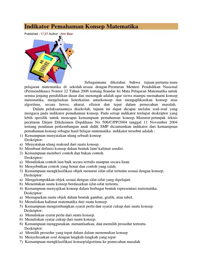 Indikator Pemahaman Konsep Matematika PDF