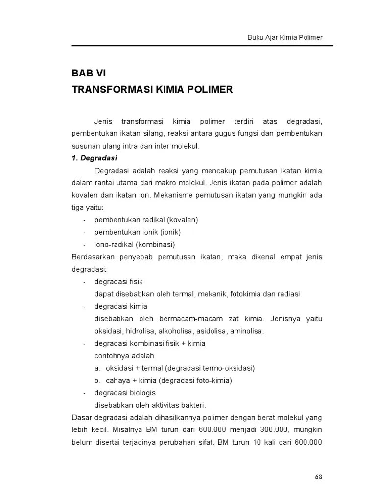 Bab Vi Transformasi Kimia Polimer 1. Degradasi
