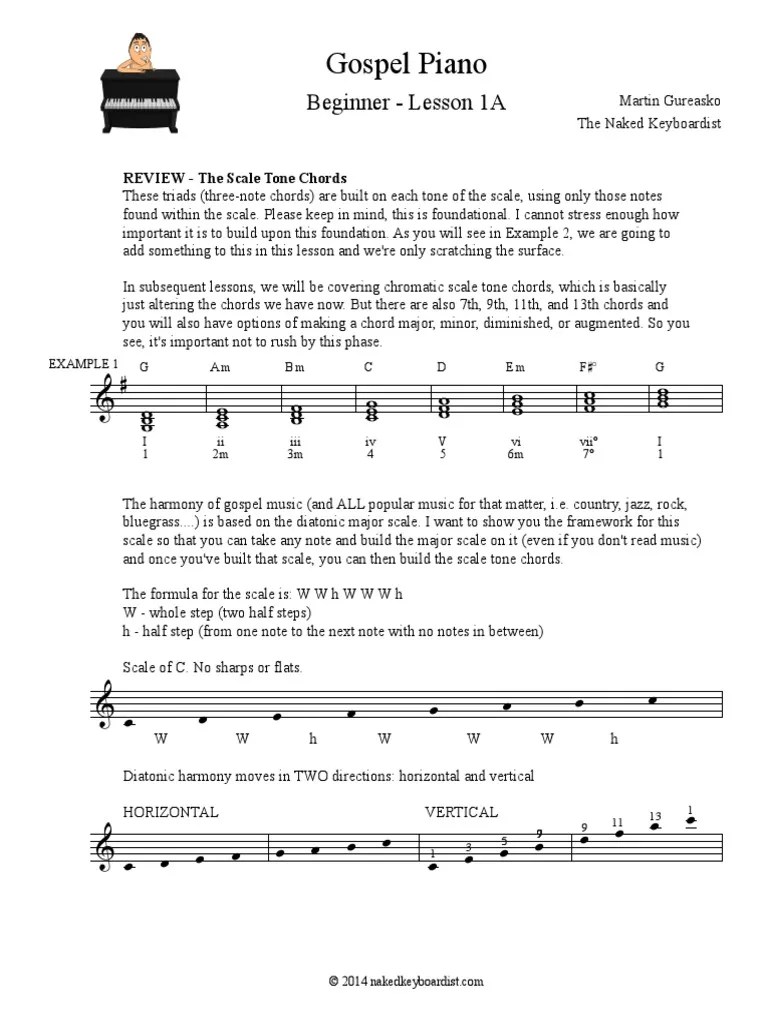 Gospel Piano Beginner Lesson 1A Chord (Music) Pitch (Music)