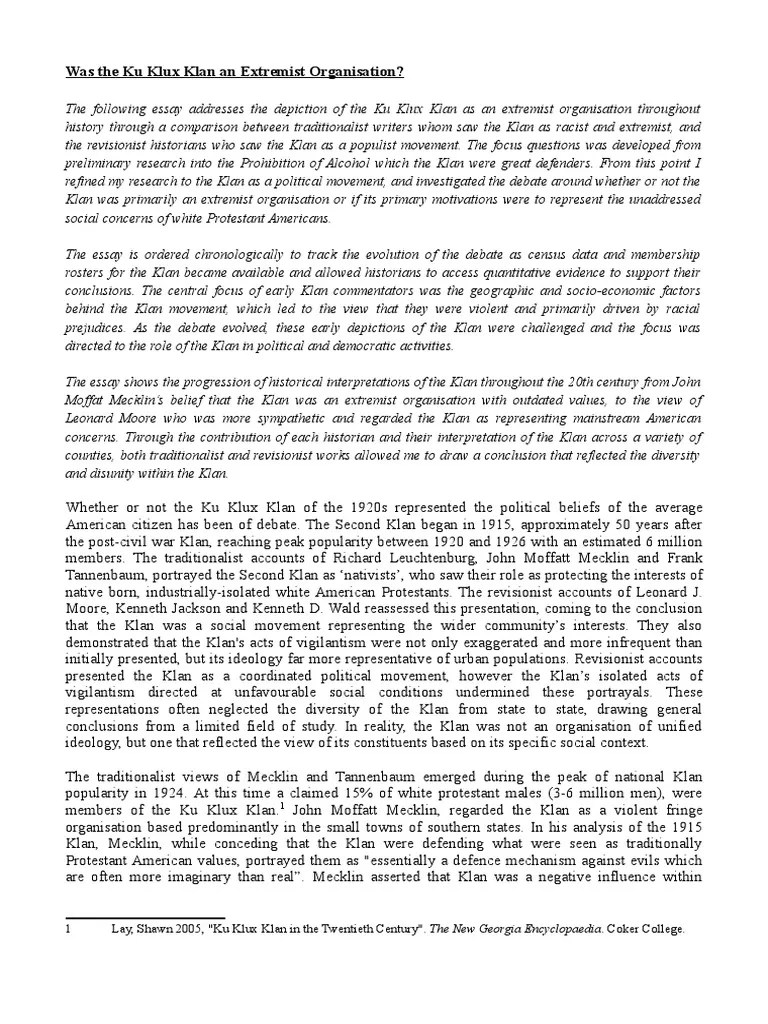 Was The Ku Klux Klan An Extremist Organisation? | PDF | Ku Klux Klan