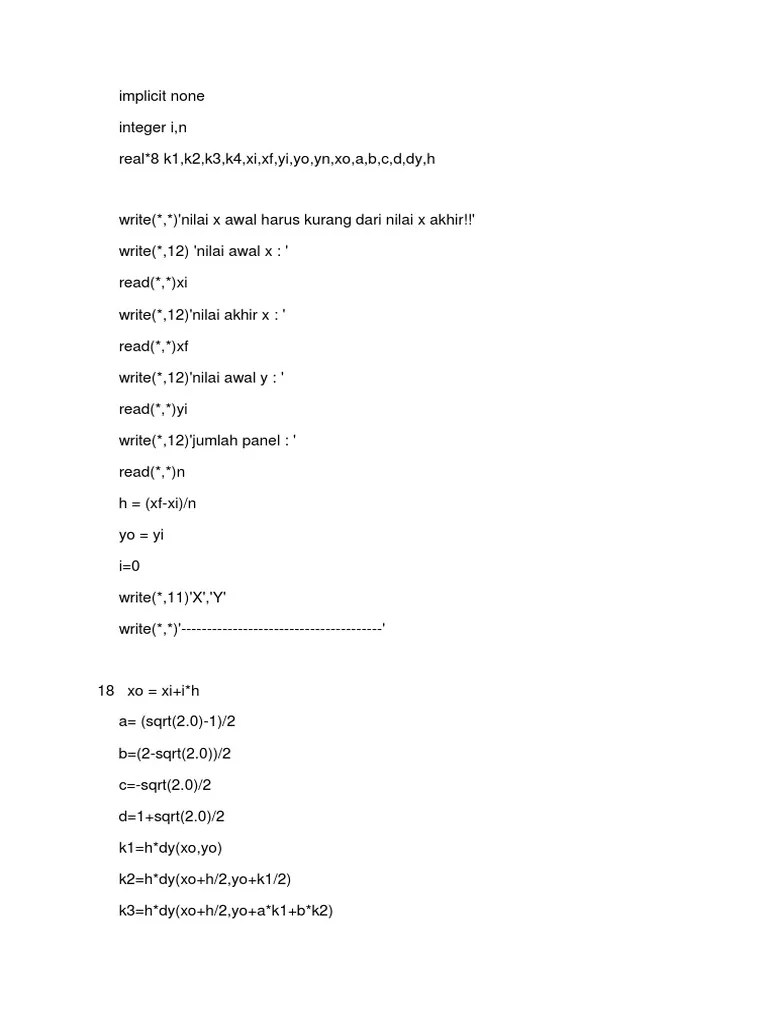 Runge Kutta Gill Listing Fortran PDF Teaching Mathematics