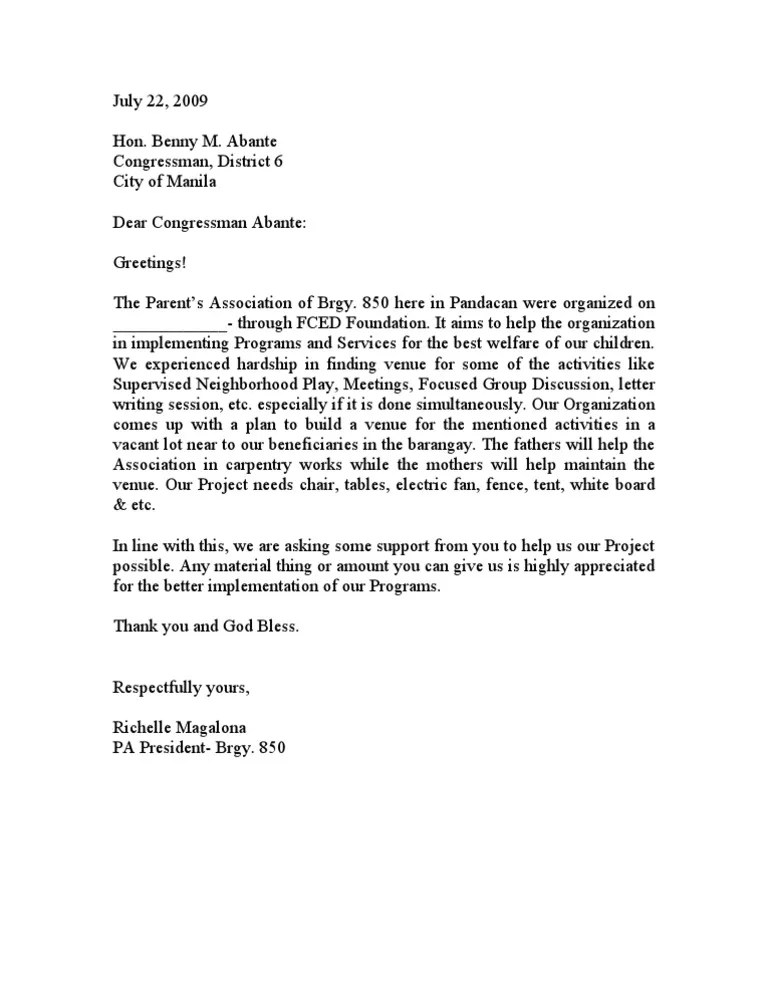 solicitation letter