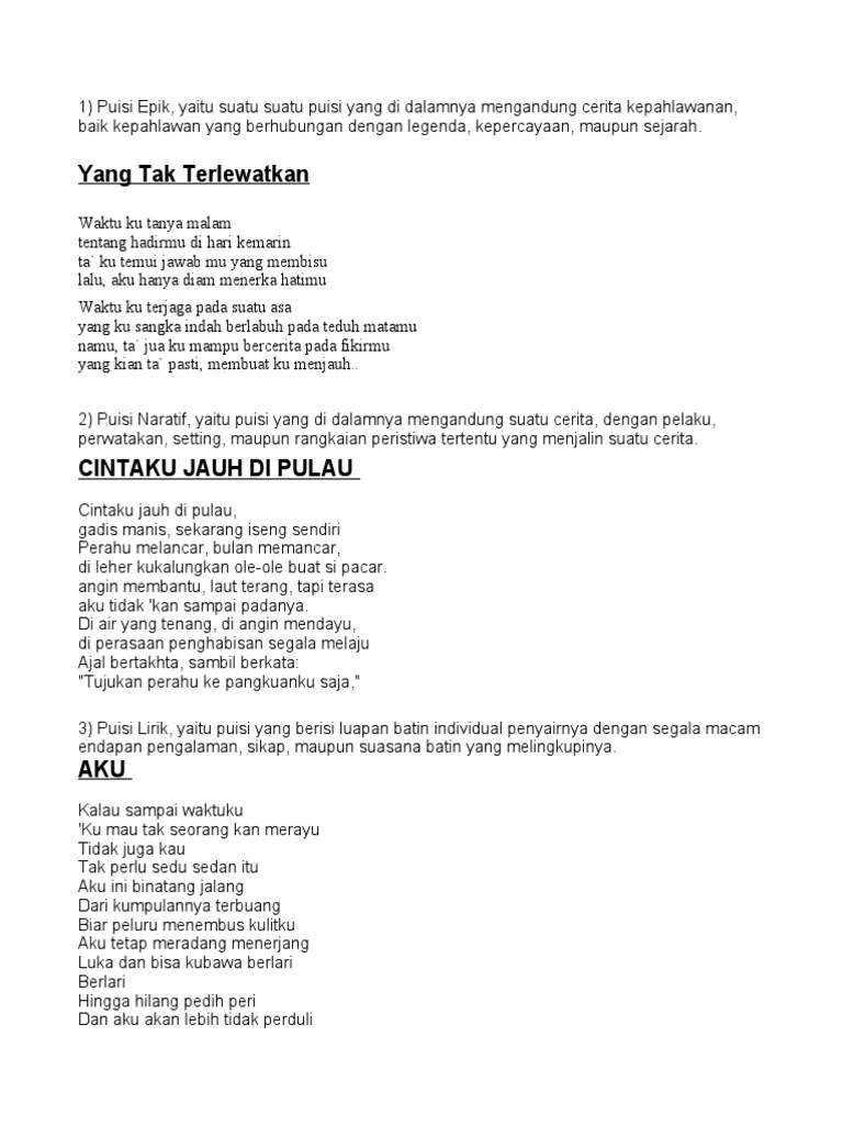 Membuat Puisi Naratif Kumpulan Puisi